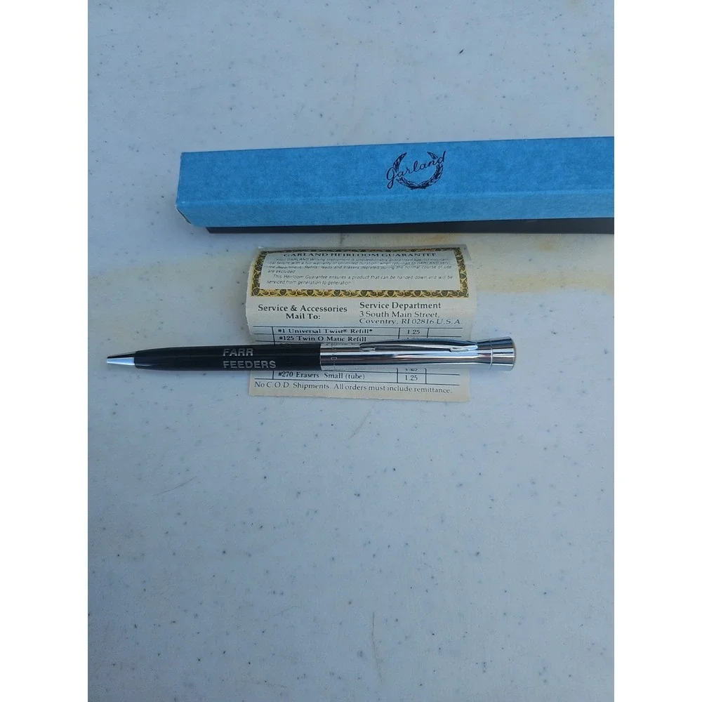 FARR FEEDERS Garland Bubble Top Ballpoint Pen Black Ink IN Box Ranching Farming